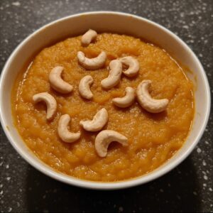 Carrot halwa garnished with nuts